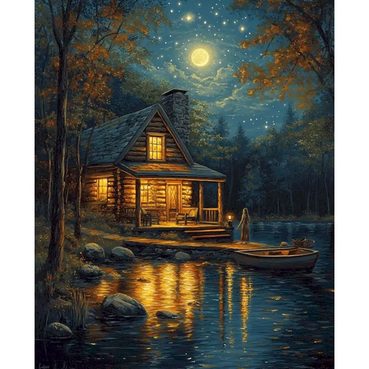 Moonlit Lake House